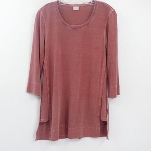 Poetry Hemp Cotton Split Hem Tunic Size 4 Terracotta Pink Scoop Neck Soft Casual